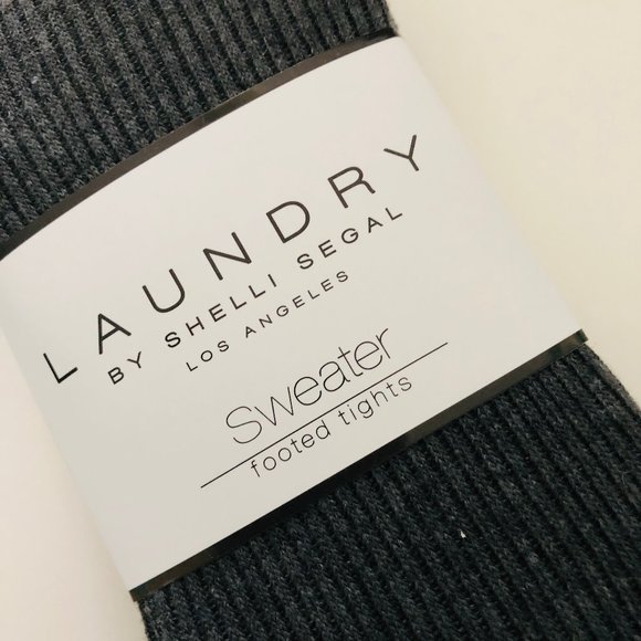 LAUNDRY Dark Gray NWT Sweater Footed Tights Size L - Picture 2 of 3